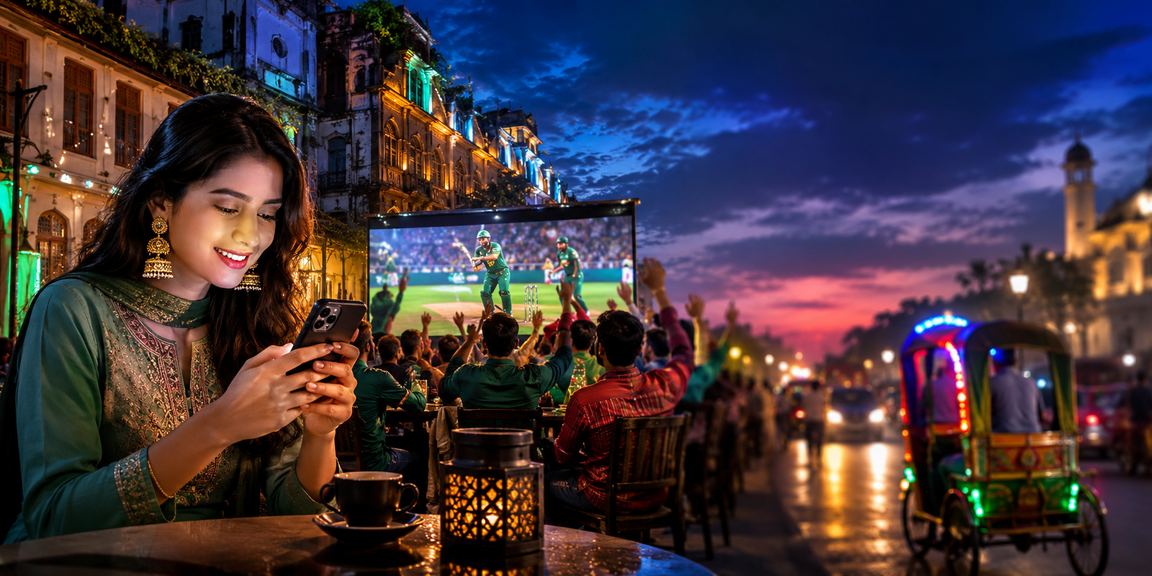 Cricket betting on mobile, right next to a rickshaw in Dhaka