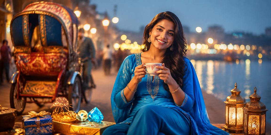 A woman in salwar kameez in Dhaka making a deposit on her mobile