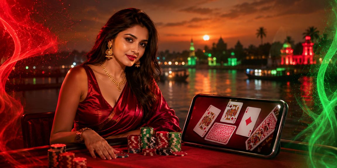 A user enjoying Andar Bahar games in a red and green theme in Rangpur